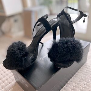 Michael Kors black heels with fox fur